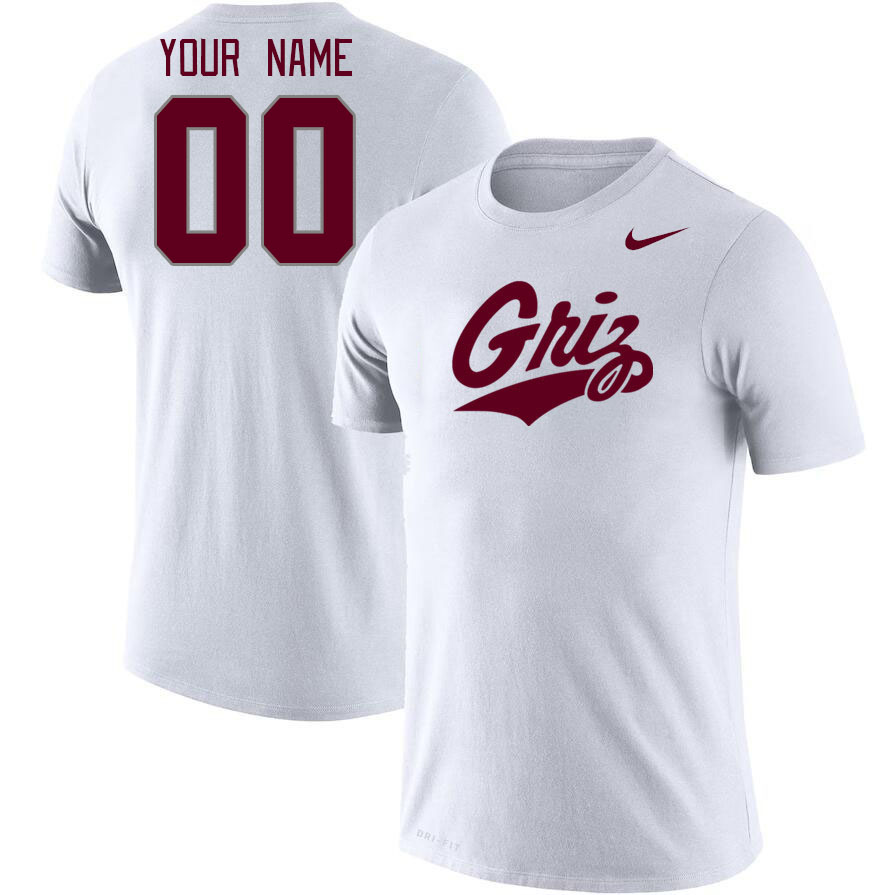 Custom Montana Grizzlies Name And Number Tshirts-White